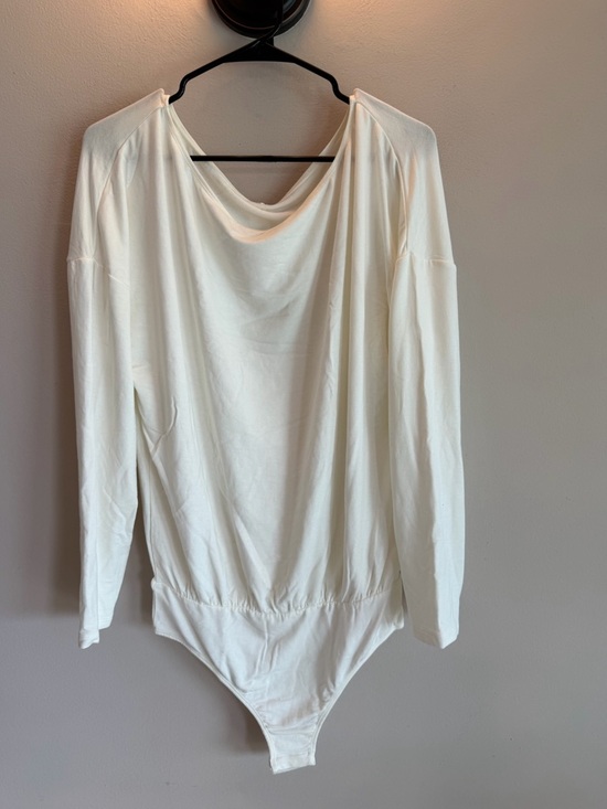 Cupshe Tops - Cupshe Womens White Long Sleeve Draped Boat Neck Bodysuit Large NWT